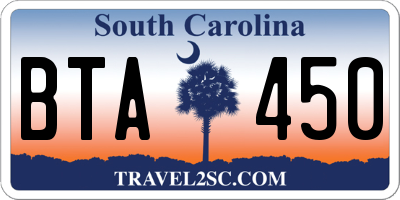 SC license plate BTA450
