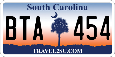 SC license plate BTA454