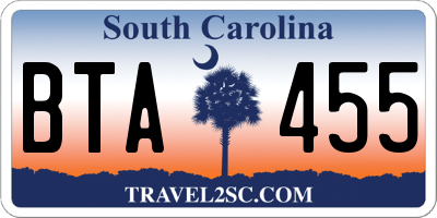 SC license plate BTA455