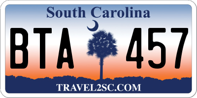 SC license plate BTA457