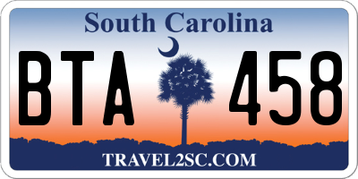 SC license plate BTA458