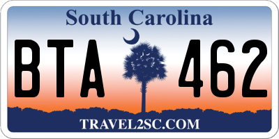 SC license plate BTA462