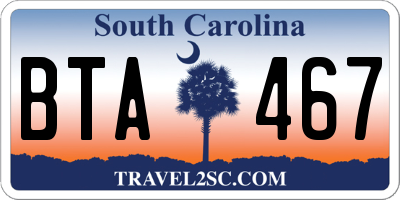 SC license plate BTA467