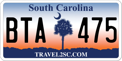 SC license plate BTA475