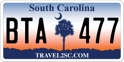 SC license plate BTA477