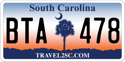 SC license plate BTA478