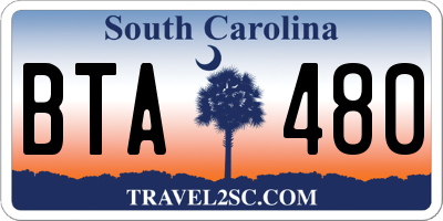 SC license plate BTA480