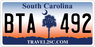 SC license plate BTA492