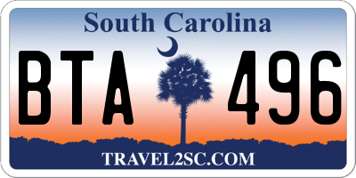 SC license plate BTA496