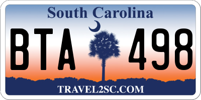 SC license plate BTA498