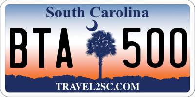 SC license plate BTA500