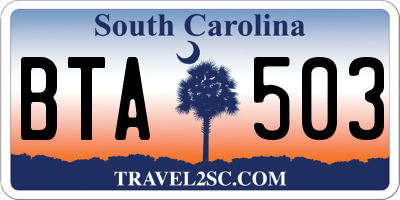 SC license plate BTA503