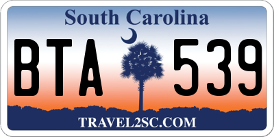 SC license plate BTA539