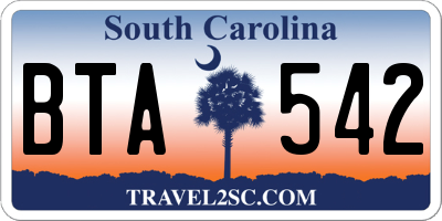 SC license plate BTA542