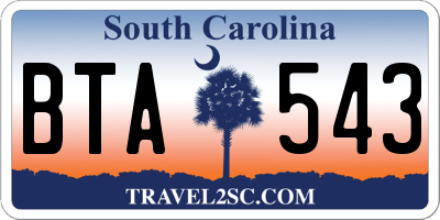 SC license plate BTA543