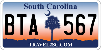 SC license plate BTA567