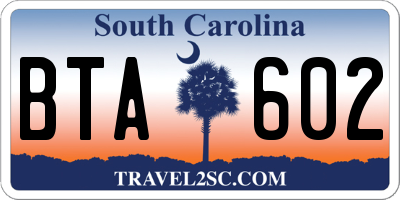 SC license plate BTA602