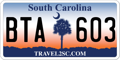 SC license plate BTA603