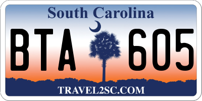 SC license plate BTA605