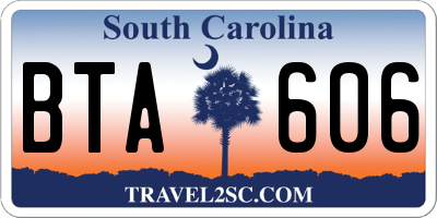 SC license plate BTA606