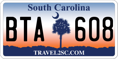 SC license plate BTA608