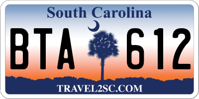 SC license plate BTA612