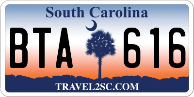 SC license plate BTA616
