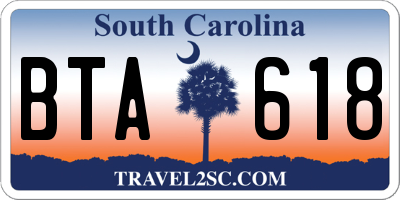 SC license plate BTA618