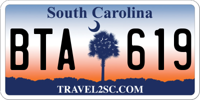 SC license plate BTA619