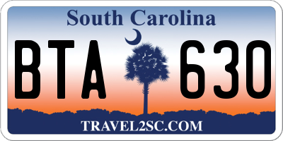 SC license plate BTA630