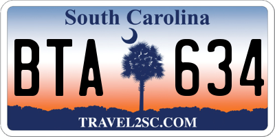SC license plate BTA634