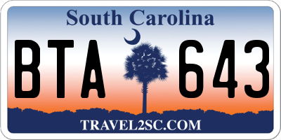 SC license plate BTA643