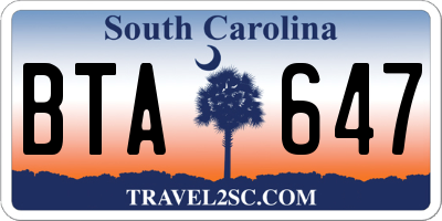 SC license plate BTA647
