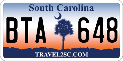 SC license plate BTA648