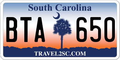 SC license plate BTA650