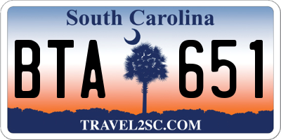 SC license plate BTA651