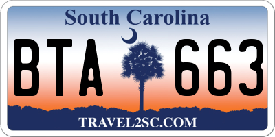 SC license plate BTA663