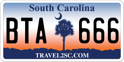 SC license plate BTA666