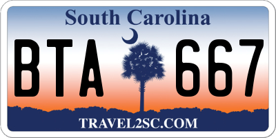 SC license plate BTA667