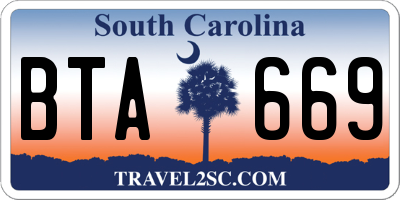 SC license plate BTA669