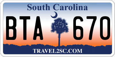 SC license plate BTA670