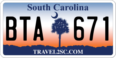 SC license plate BTA671