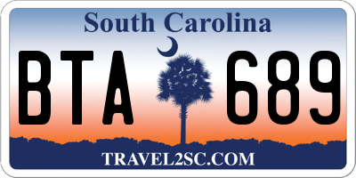 SC license plate BTA689