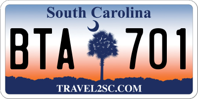 SC license plate BTA701