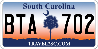 SC license plate BTA702