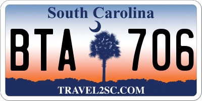 SC license plate BTA706