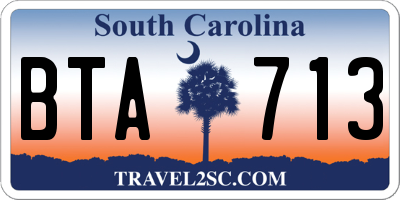SC license plate BTA713