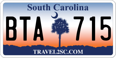 SC license plate BTA715