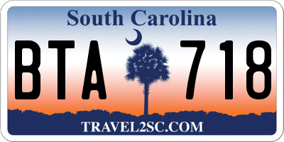 SC license plate BTA718