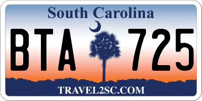 SC license plate BTA725